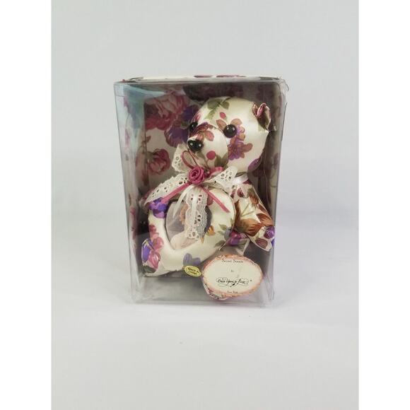 VTG 80's Secret Scents By Once Upon A Rose Floral Fabric Teddy Bear/Pic Frame NY - Picture 2 of 11